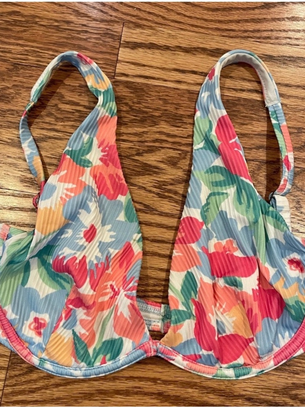 Hollister Floral Ribbed Bikini Set - Red, Blue, Green, Yellow - Picture 2 of 6